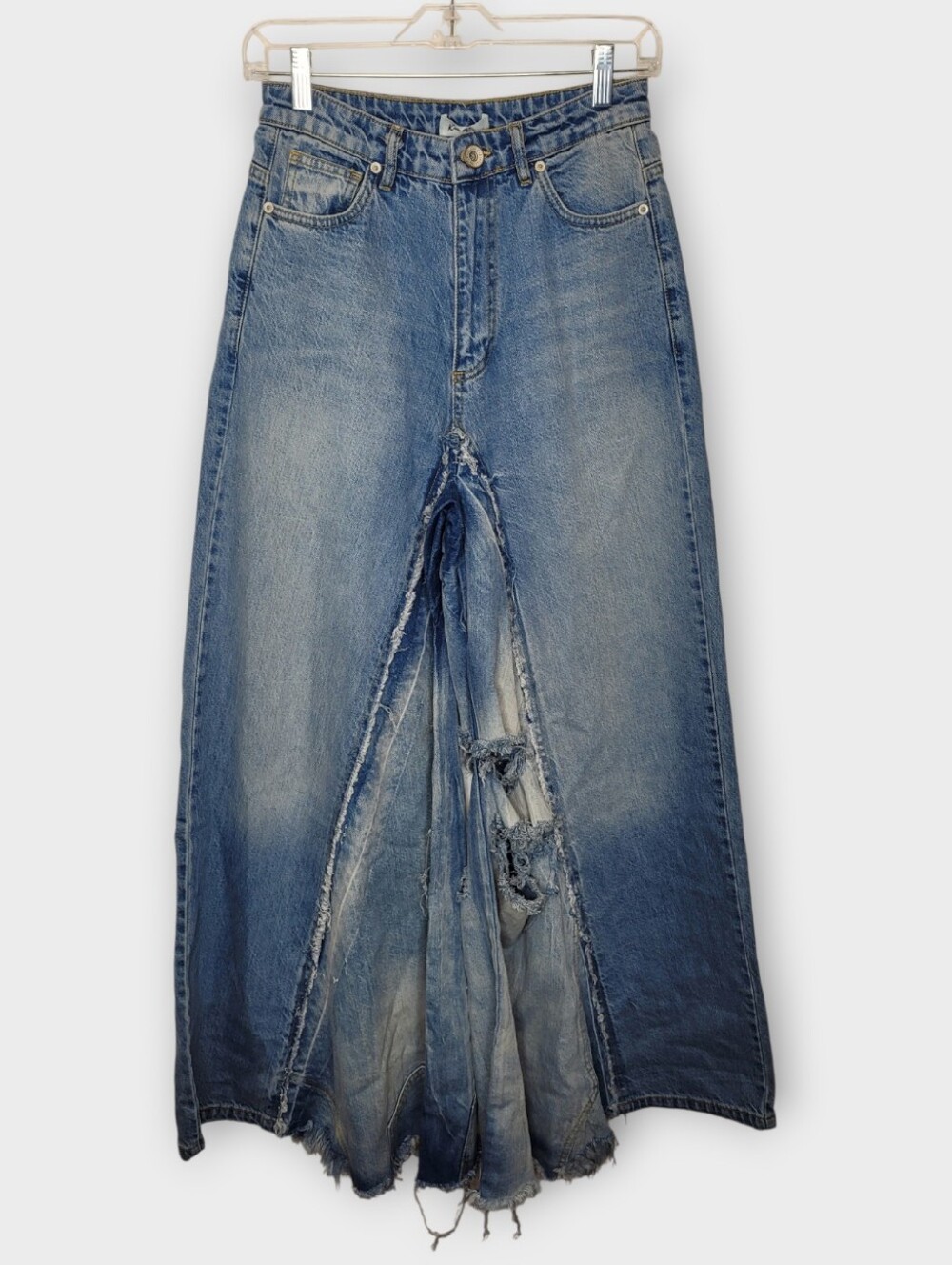 Kiki Riki Dolls Kill Wide Flare Leg Jeans S Distressed Festival NEW